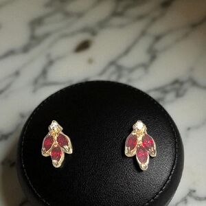 Macy's Tagged Gold and Red Petal Earrings